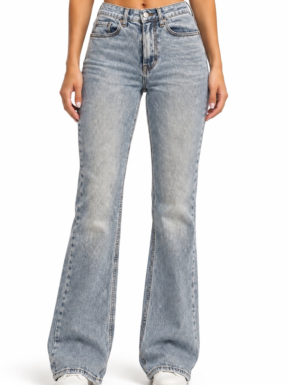 PacSun Distressed Faded Light Blue Stretch High Rise Bootcut